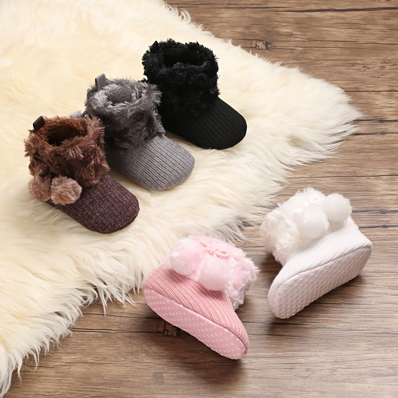 Småbarn Baby Gutter Jenter Booties Plus High Top Tøfler Innesko Til Vinter