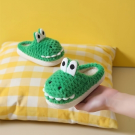Småbarn Baby Jenter Gutter Søt Tegneserie Krokodille Slip On Innendørs Bomullstøfler