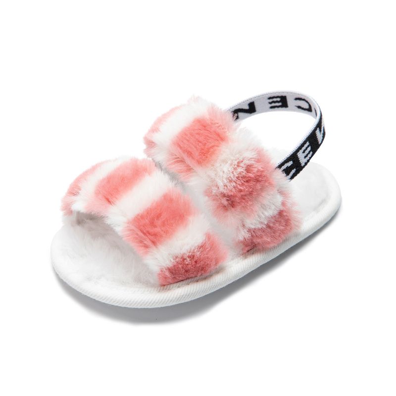 Spedbarn Baby Jenter Sandaler Fuskepels Lysbilder Med Elastisk Rygg Stropp Flate Sko Åpen Tå Slip On Princess Dress Tøfler First Walker Mokkasiner Sko