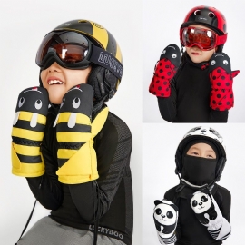 1 Par Barn Vanntette Votter Tegneserie Bee Panda Ladybug Design Termiske Hansker For Vinter Utendørs Sport Ski Fiske Ski Tilbehør