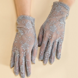 Floral Lace Gloves Gothic Solid Color Cosplay Costume Hansker For Dame Jenter