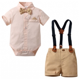 2 Stk Baby Gutter Sløyfe Kortermet Romper & Overall