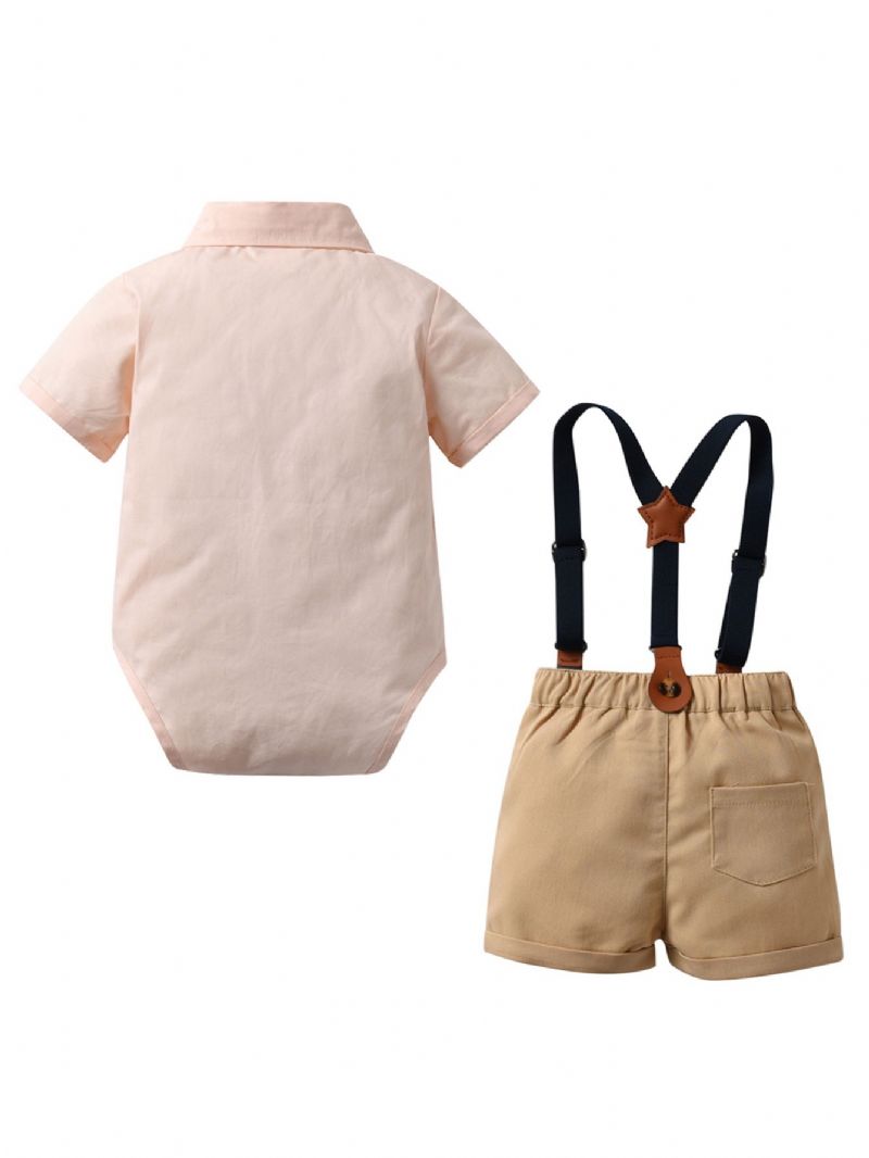 2 Stk Baby Gutter Sløyfe Kortermet Romper & Overall