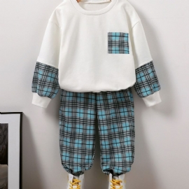 2 Stk Gutter Blue Gingham Sweatshirt Set