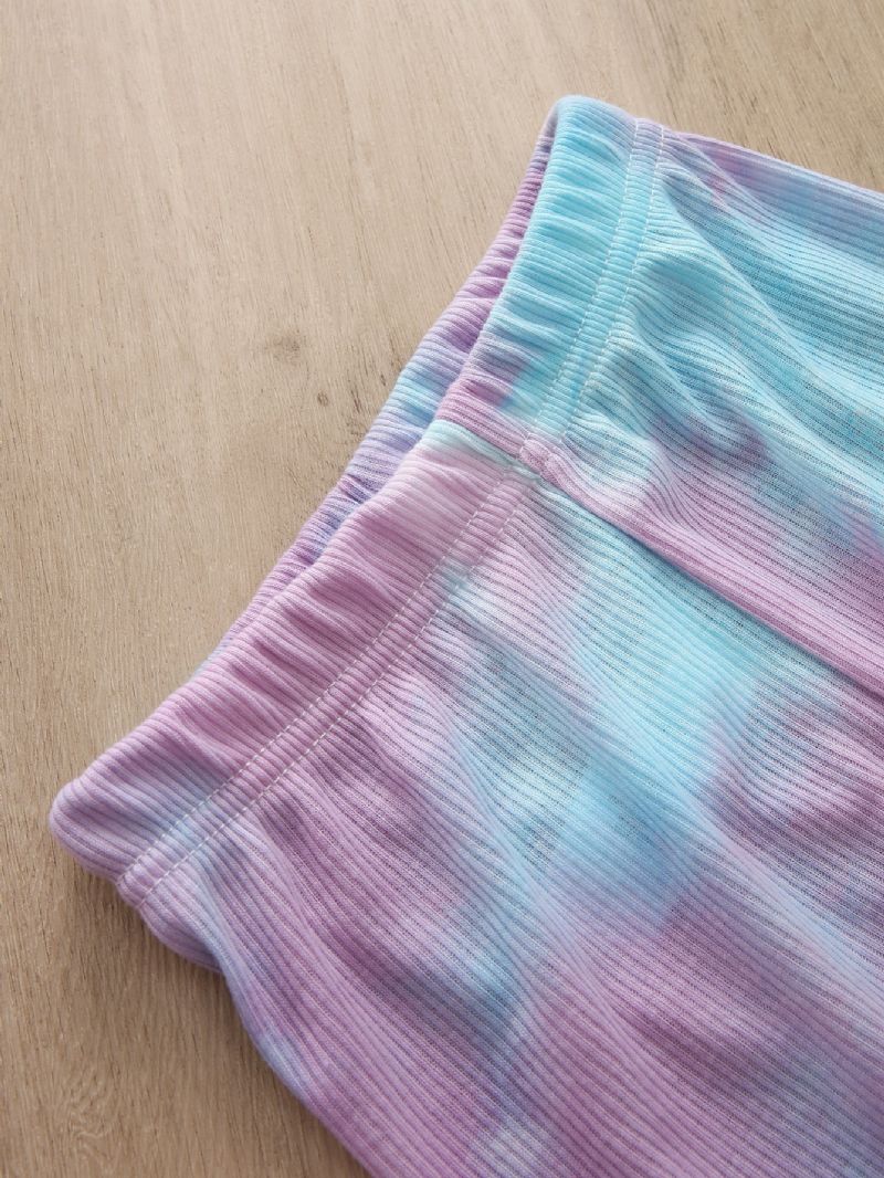 2 Stk Jenter Casual Tie Dye Langermet Rundhals Topper Og Buksesett Barneklær