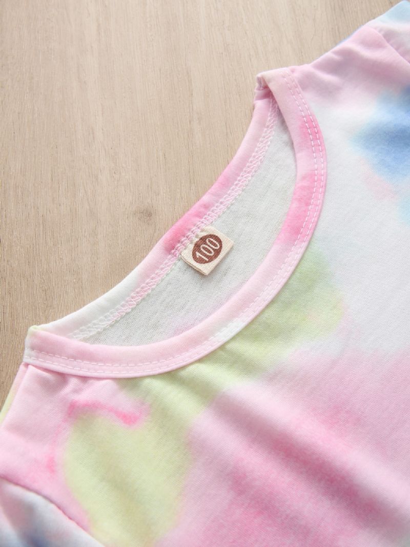 2 Stk Småbarn Jenter Casual Rosa Tie Dye Print Langermede Bukser