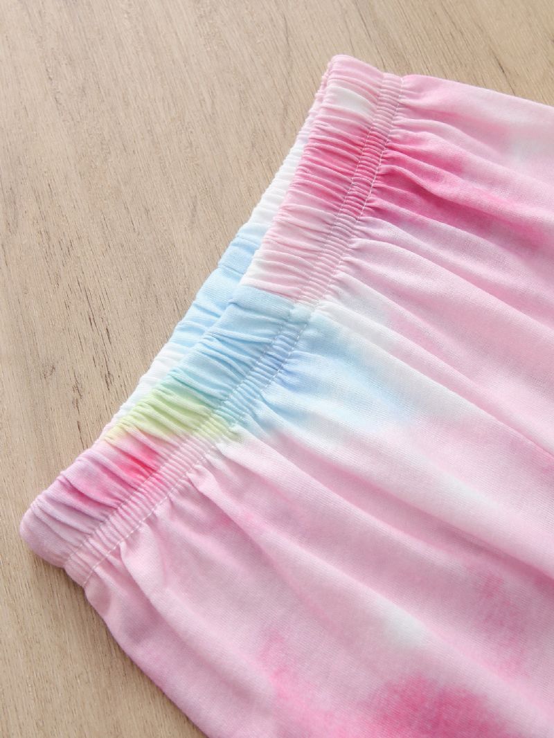 2 Stk Småbarn Jenter Casual Rosa Tie Dye Print Langermede Bukser