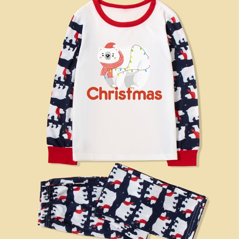 2023 Merry Christmas White Bear Pyjamas Loungewear Gutter Set