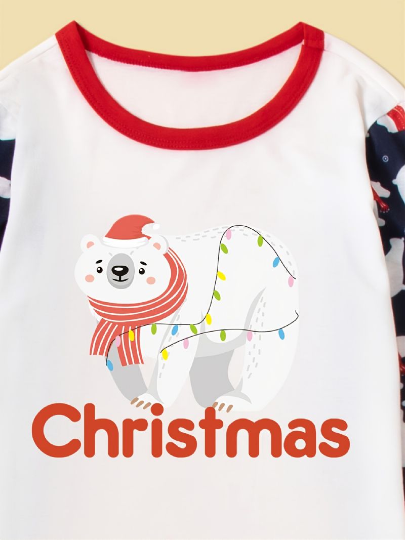 2023 Merry Christmas White Bear Pyjamas Loungewear Gutter Set