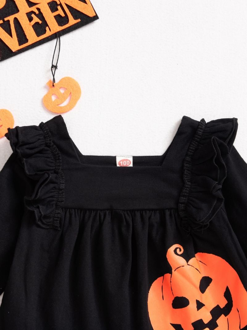 2ps Jenter Halloween Black Pumpkin Top & Ghost Pants Set