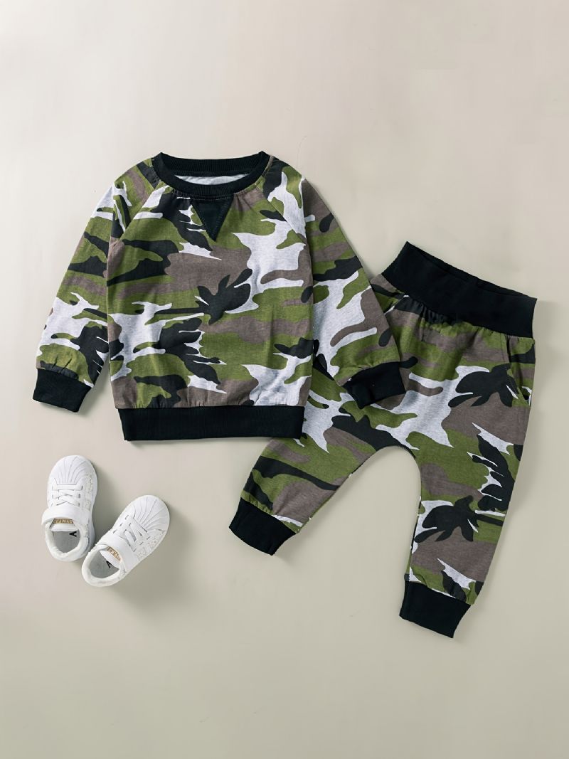 2stk Gutter Camo Print Sweatshirt Bukser Sett