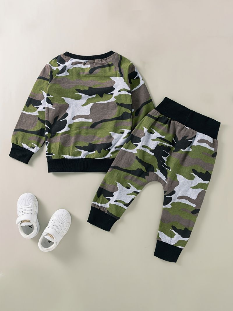 2stk Gutter Camo Print Sweatshirt Bukser Sett