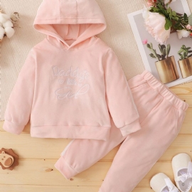 2stk Gutter Pink Hette Langermet Sweatshirt Set