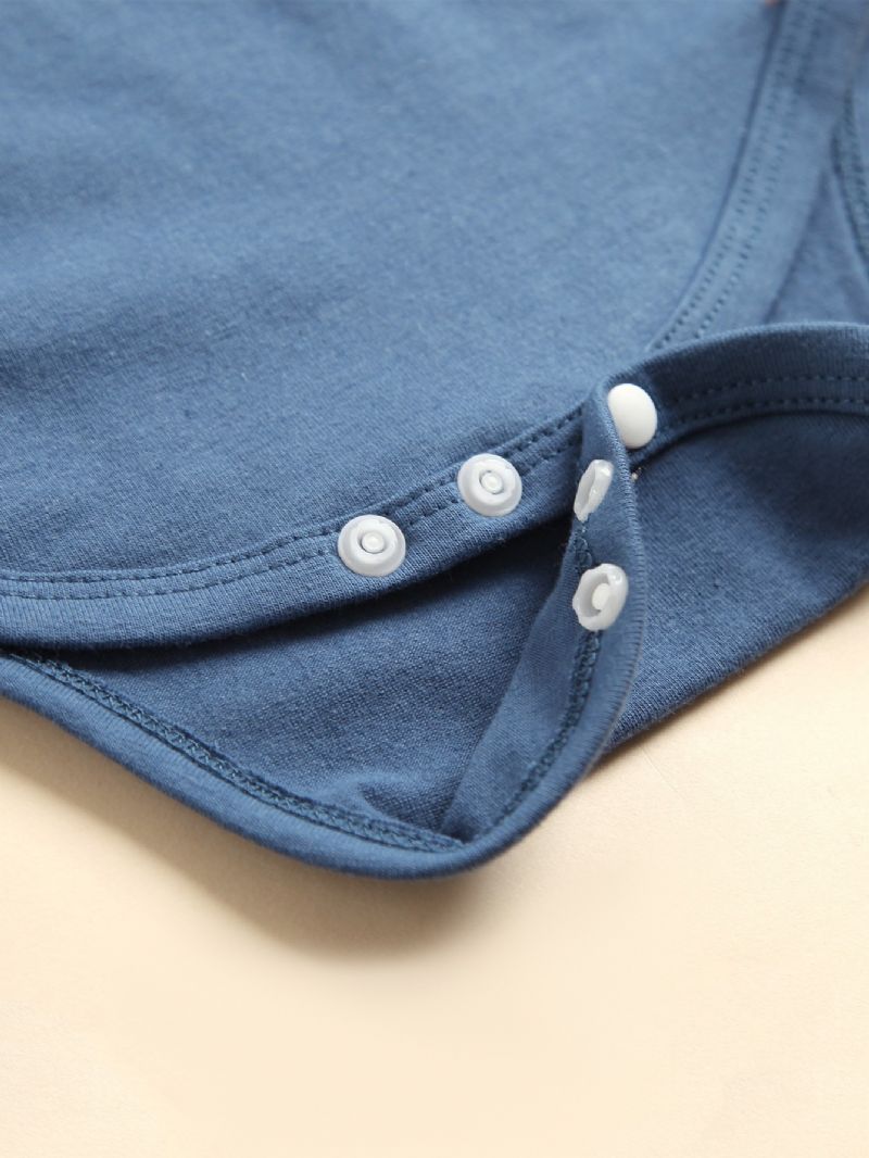 3stk Newborn Gutter Blue Letter Print Langermet Bukser Dress & Hat