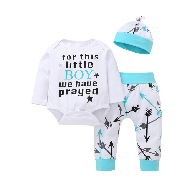 Baby Gutter Bodysuit & Matchende Bukser Og Hattesett