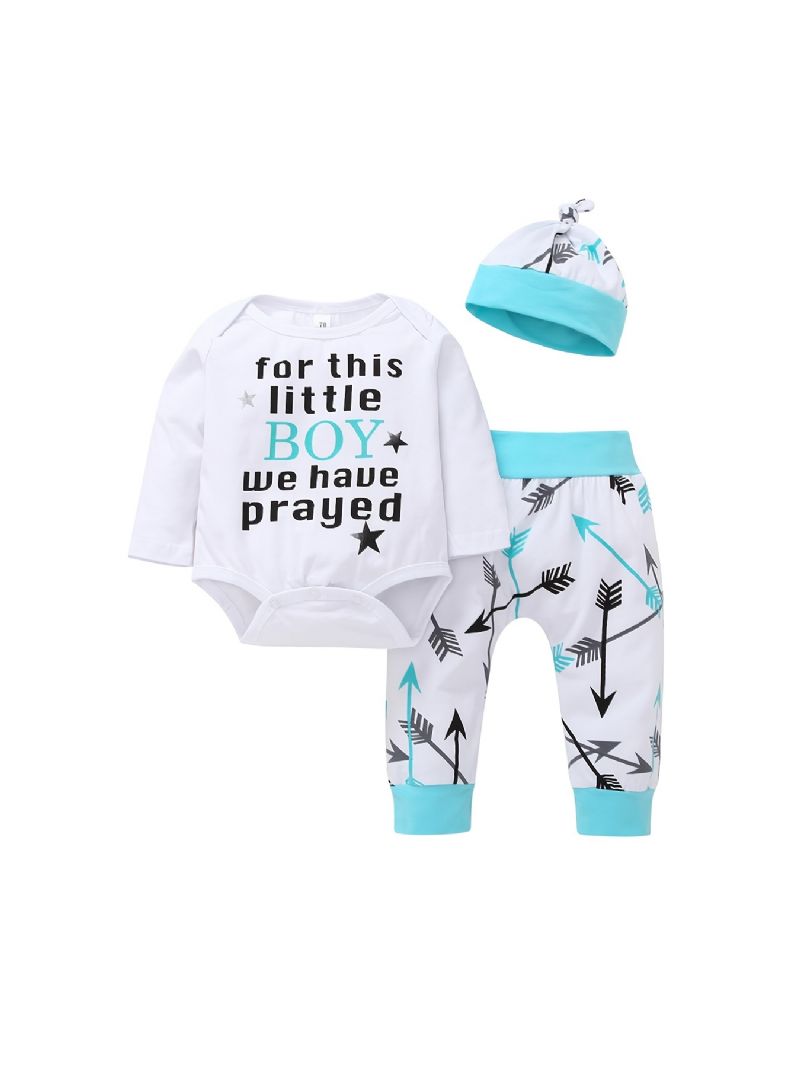 Baby Gutter Bodysuit & Matchende Bukser Og Hattesett