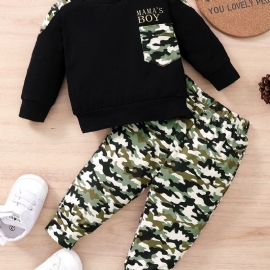 Baby Gutter Camo Pullover Sweatshirt & Matchende Joggebukser Babyklær