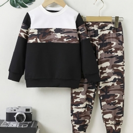 Baby Gutter Camo Pullover Sweatshirt & Matchende Joggebuksesett