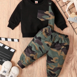 Baby Gutter Camouflage Sweatshirts & Bukser Set Klær Antrekk