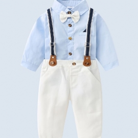 Baby Gutter Gentleman Outfit Langermet Bodysuit & Suspender Pants Set