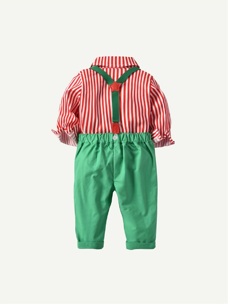 Baby Gutter Gentleman Outfit Langermet Button-up Top & Suspender Pants Set Christmas