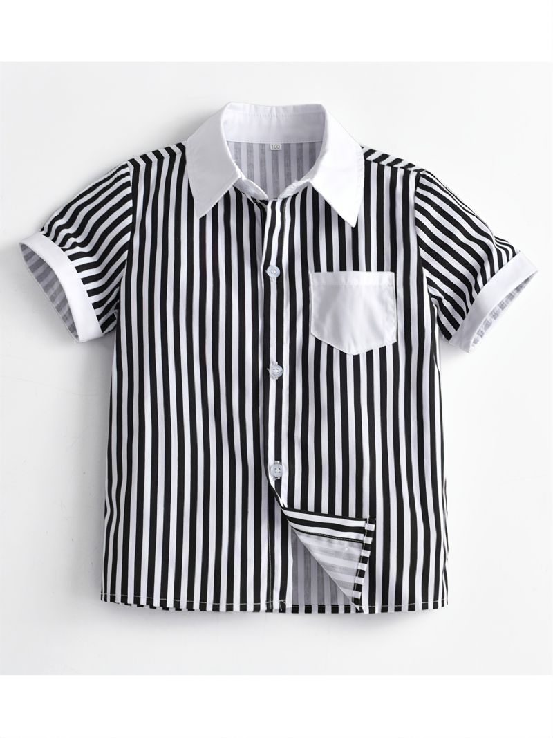 Baby Gutter Gentleman Outfit Langermet Stripe Kortermet Skjorte Og Suspender Shorts Set