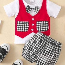 Baby Gutter Gentlemen Outfit Kortermet & Houndstooth Shorts Set