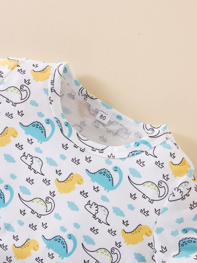 Baby Gutter Jenter Søt Tegneserie Mini Dinosaur Print T-skjorte Og Solid Shorts Sett