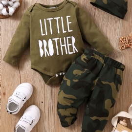 Baby Gutter Langermet Romper & Camouflage Bukser & Hat Sett Klær Antrekk Bodysuit Onesie