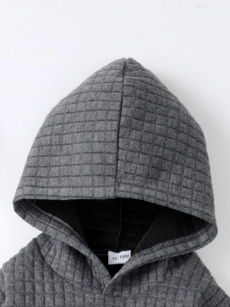 Baby Gutter Solid Hettegensere Sweatshirt Topp & Buksesett Vintersett
