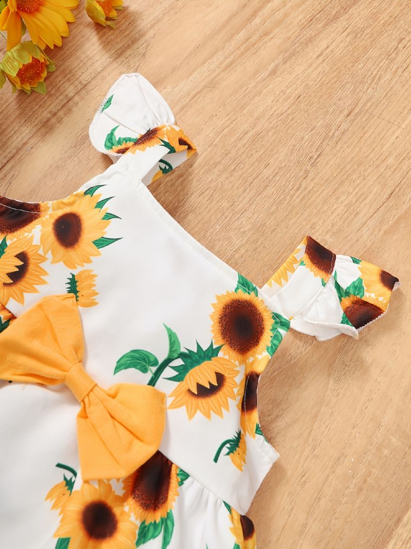 Baby Jenter Blomstermønster Camisole + Matchende Solid Kort + Pannebåndsett Babyklær