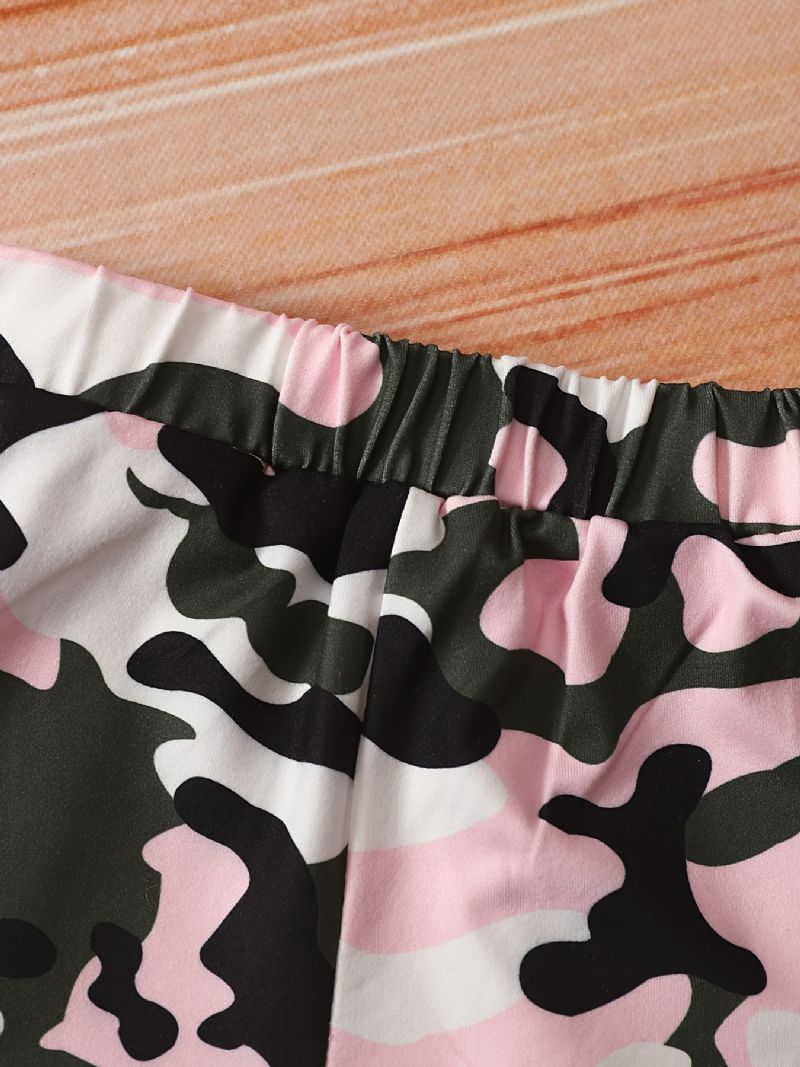 Baby Jenter Camouflage Kortermet Topp + Matchende Shorts Sett Clothes Clothing