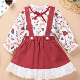 Baby Jenter Christmas Digital Print Bib Dress 2 Stk