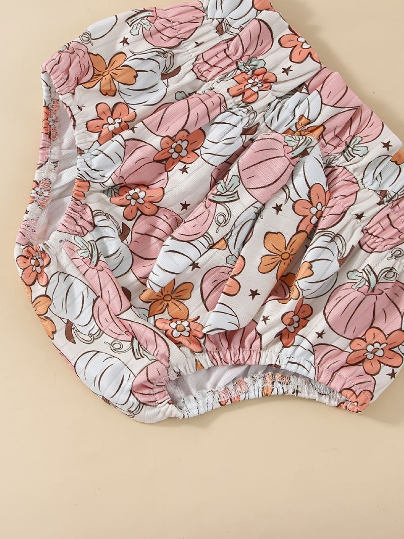 Baby Jenter Ensfarget Langermet Topp & Gresskar Blomsterprint Shortssett