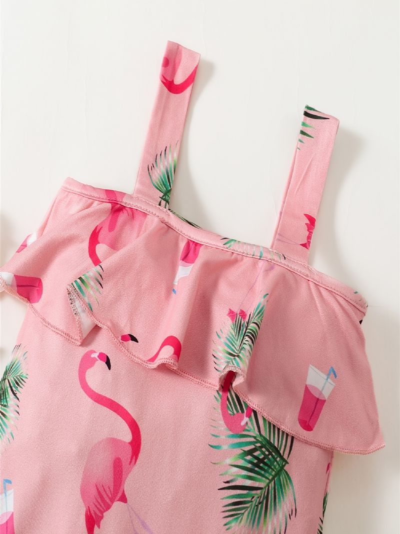 Baby-jenter-seletøy- Og Pannebåndsett Med Flamingo-trykk Babyklær