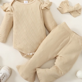 Baby Ruffle Langermet Romper Bodysuit + Flares Bukser Antrekk Nyfødt Spedbarn Klær Sett Layette