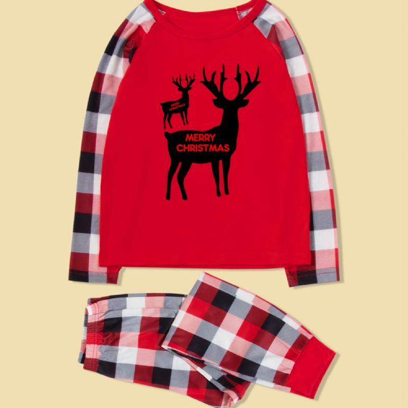 Christmas Parent-child Santa Elk Alphabet Print Pyjamas Sets