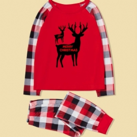 Christmas Parent-child Santa Elk Alphabet Print Pyjamas Sets