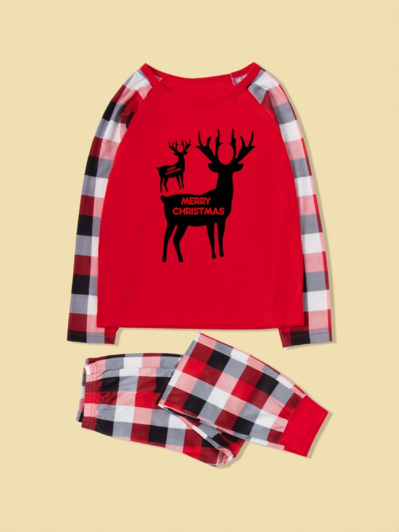 Christmas Parent-child Santa Elk Alphabet Print Pyjamas Sets