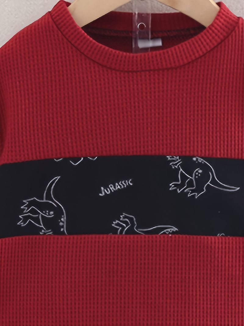 Gutter Casual Dinosaur Printed Crew Neck Langermet Sweatshirts Buksesett Høst Vinter