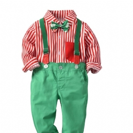 Gutter Christmas Striped Print Sløyfe Gentleman Overall Set