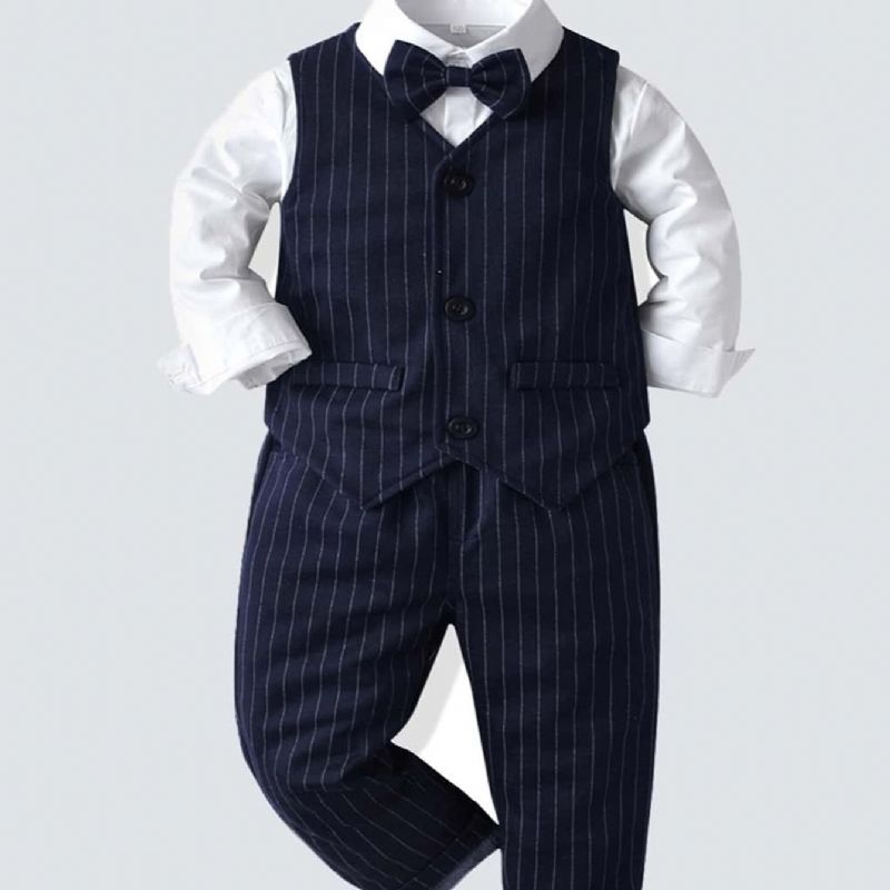 Gutter Gentleman Outfit Bowtie Langermet Skjorte Vest Buksesett