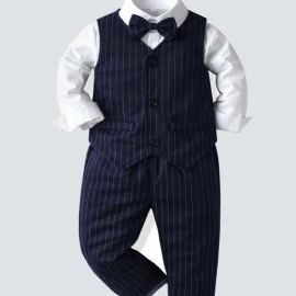 Gutter Gentleman Outfit Bowtie Langermet Skjorte Vest Buksesett