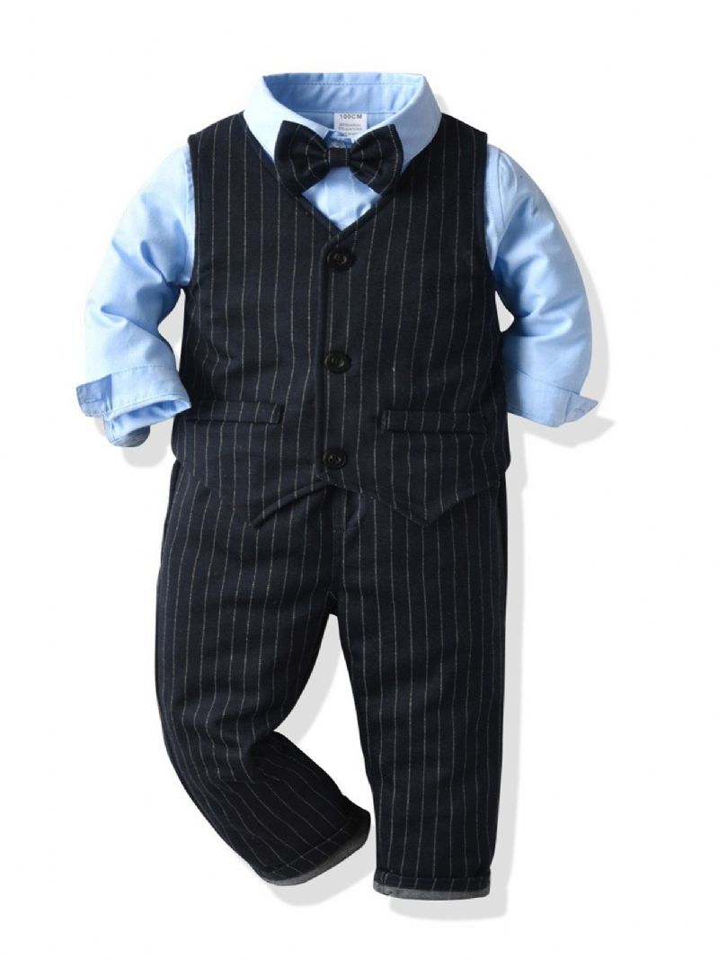 Gutter Gentleman Outfit Bowtie Langermet Skjorte Vest Buksesett