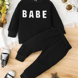 Gutter Jenter Casual Active Sett Med Babe Print Sweatshirt & Sweatpants Til Vinter