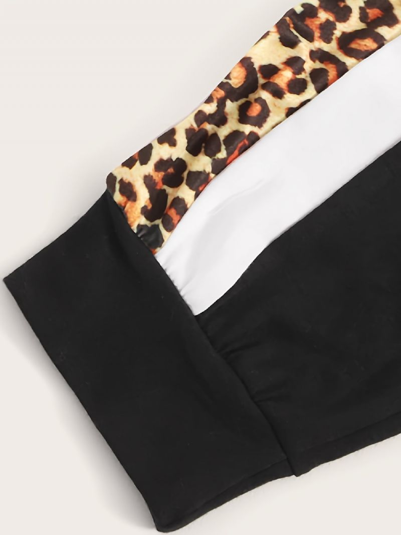 Gutter Jenter Leopard Print Pullover Hettegenser + Joggebukse Sett Barneklær