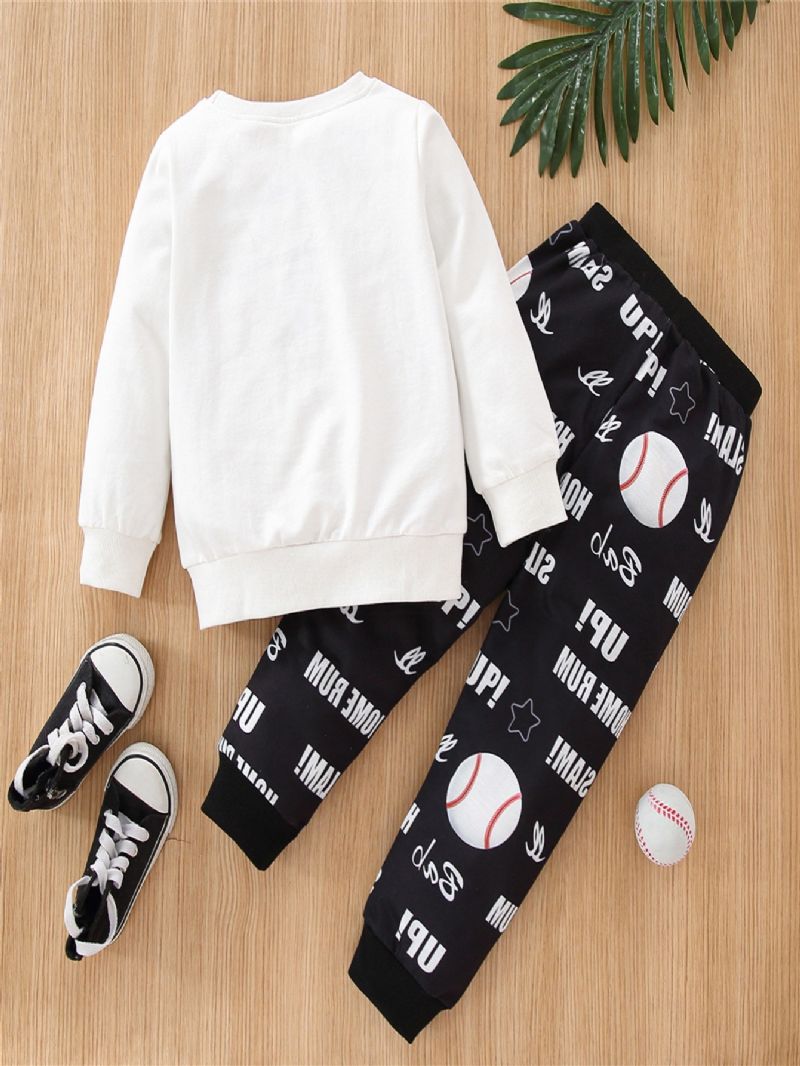 Gutter Jenter Uformelt Sett Med Pappas Baseball Buddy Print Sweatshirt Og Joggebukser For Vinteren