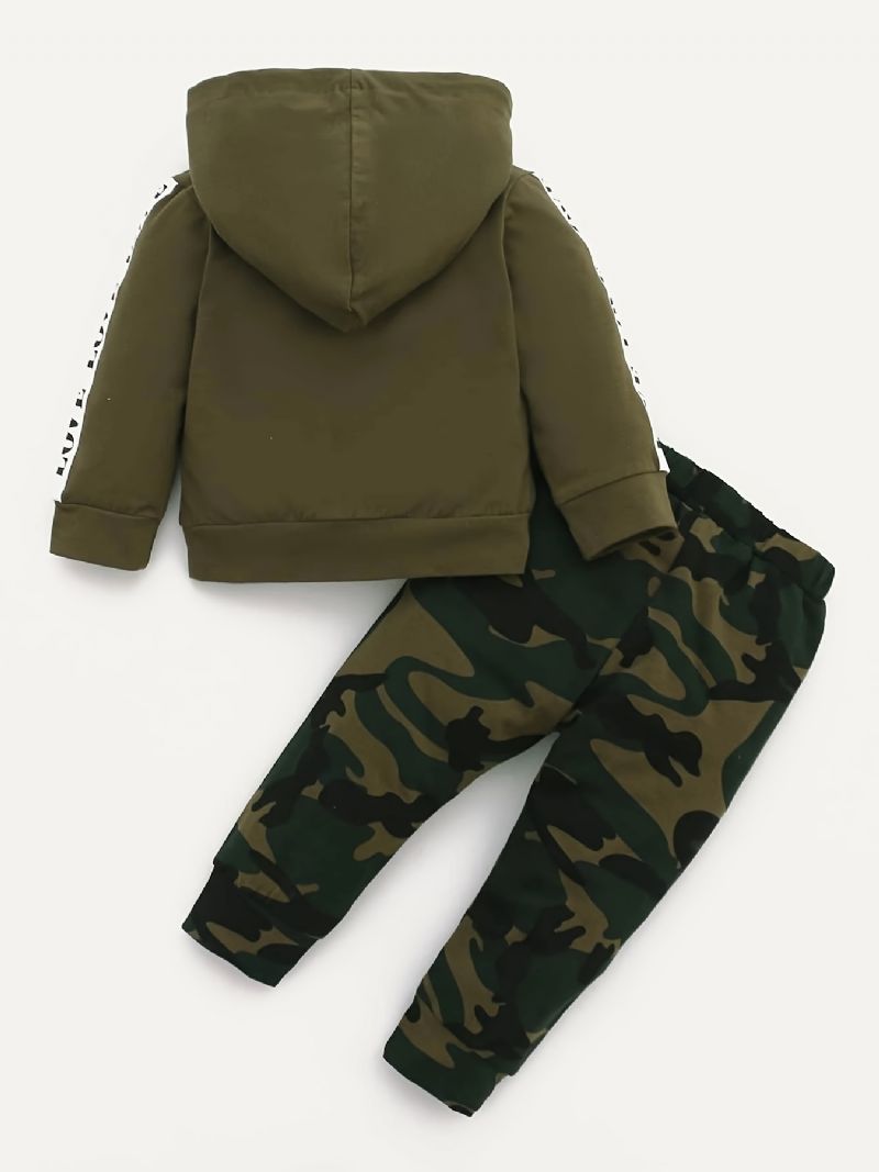 Gutter Langermet Hettegenser + Camo Pants Sett Barneklær Antrekk