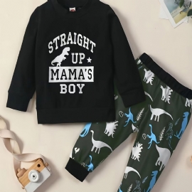 Gutter Straight Up Mamas Sweatshirt Med Dinosaurtrykk Og Buksesett Baby Barn Klær