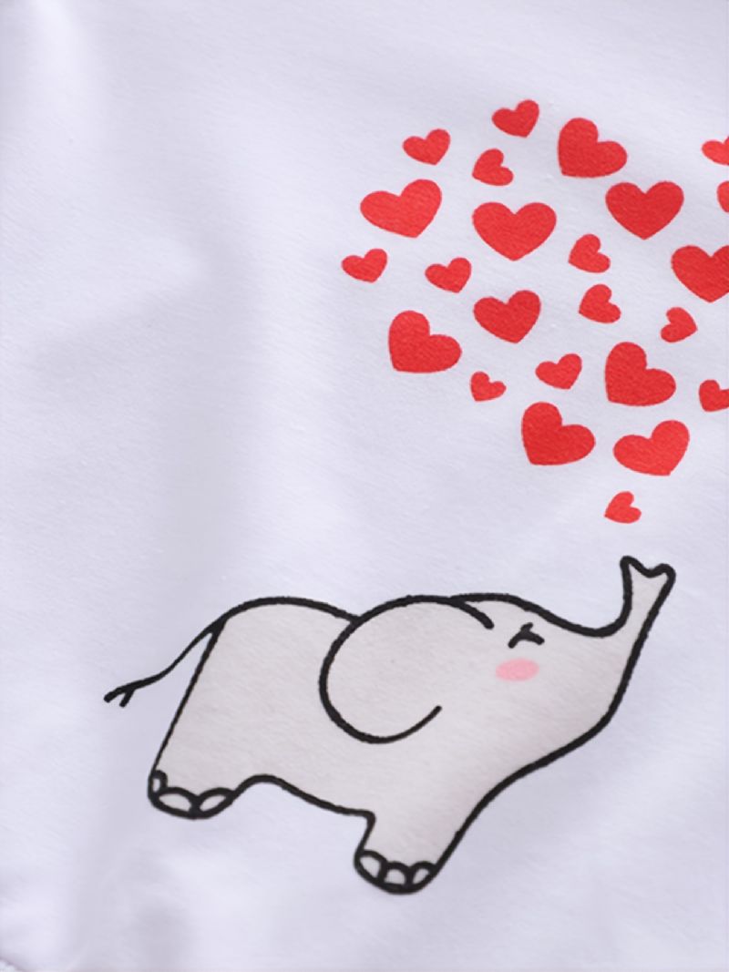 Høst Og Vinter Jenter Elephant Heart Print Rundhalset Sweatshirt Bukser Sett